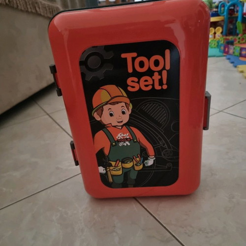 Children's play suitcases used, workbench and kitchen set