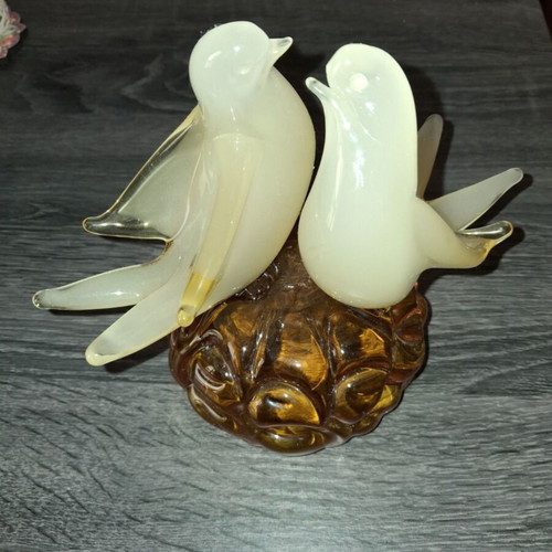 Doves love birds crystal and white ceramic like new