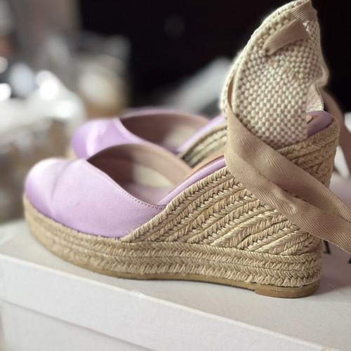 Sante Satin Lilac Espadrilles Like New, Size 38