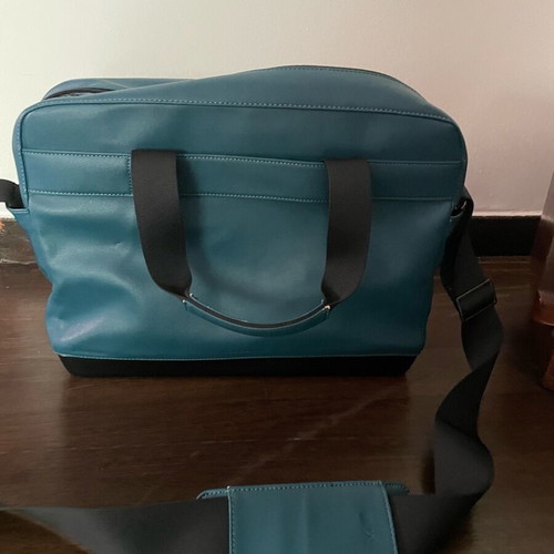 Moleskine Leather Laptop Bag Blue Like New
