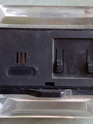 Digital tabletop clock used, plastic