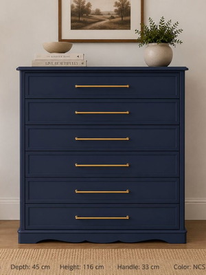 Chest of drawers dark blue like new, solid wood, spacious drawers