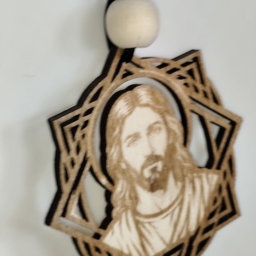 Handmade Car Charm with Jesus Christ engraving, new
