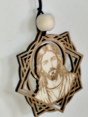 Handmade Car Charm with Jesus Christ engraving, new