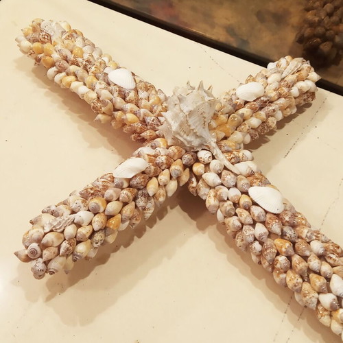 Handmade cross decorated with shells new