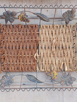 Wicker basket used with metal and decorative grapes