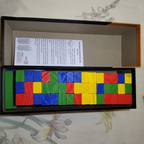 Tumblin' Tower game new, 48 colorful wooden pieces