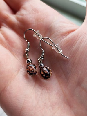 Murano Glass Earrings like new, blue and gold