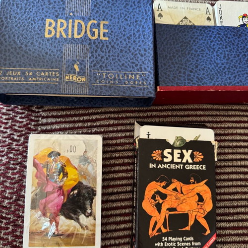 Playing card collection 4 pieces like new with bridge and ancient Greece themes