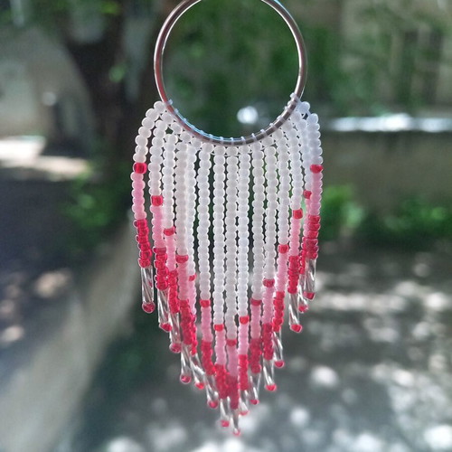 Handmade earrings with fringes from Czech beads and steel hook, new