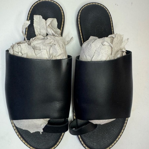 Exe black leather flat sandals like new, size 38