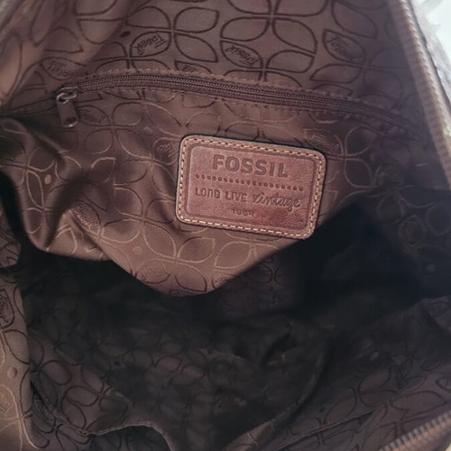 Fossil leather shoulder bag, brown, 37×32 cm