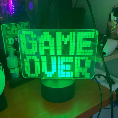 LED lamp “GAME OVER” RGB new, colorful gaming decoration
