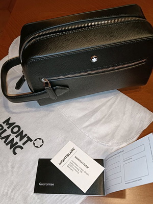 Montblanc Черен Кожен Несесер Dopp Kit Нов