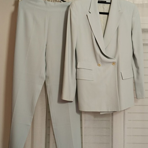 Rococo summer suit used, grey viscose fabric