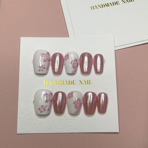 Press-On Nails handmade with floral design, new