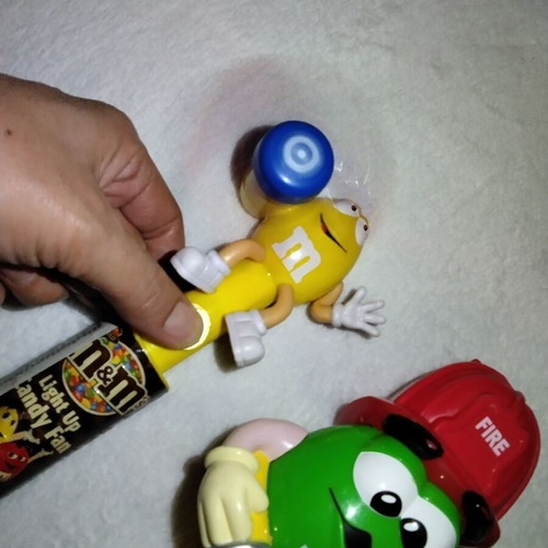 Vintage M&M's dispenser and light up candy fan set used