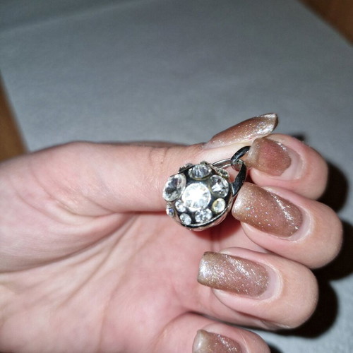 Fwo bead for necklace with rhinestones silver like new