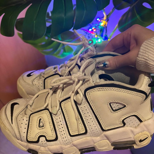 Nike Air More Uptempo athletic shoes used, size 38, black and white