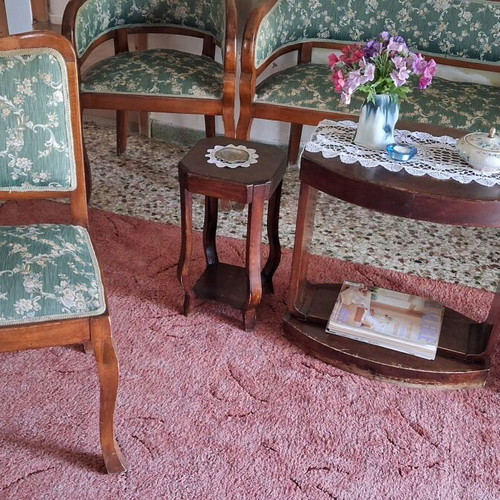 Complete Antique Vintage Living Room Set 15 Pieces Solid Wood used