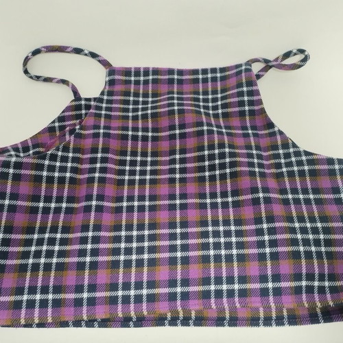 Bershka purple checkered top used with straps size M