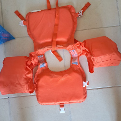 Bestway Swim Safe children's life jacket with arm floats, orange shark design