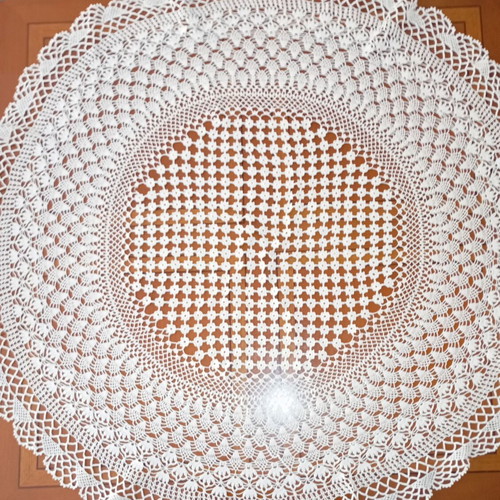 Handmade crochet tablecloth set with two small white pieces