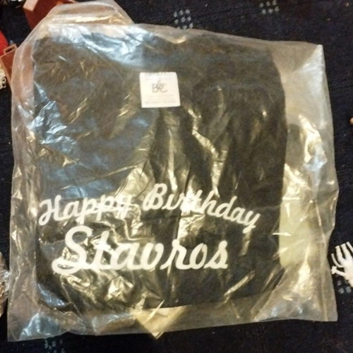 Happy Birthday Stavros T-shirt new, size 104, black kids