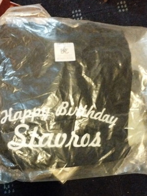 Μπλουζάκι Happy Birthday Stavros καινούργιο, μέγεθος 104, μαύρο παιδικό
