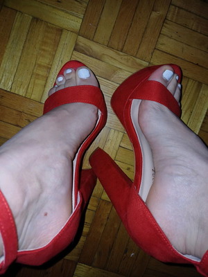 Red platform sandals new, size 37, 14.5 cm heel