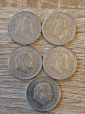 Σετ 5 ολλανδικά νομίσματα 1 Gulden Juliana 1969-1973