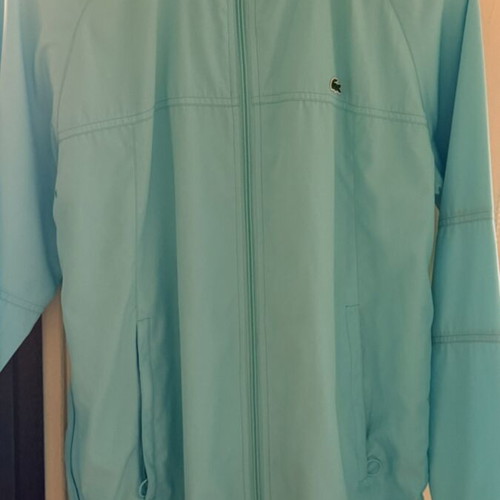 Lacoste Sport windbreaker jacket with hood, turquoise, size 40