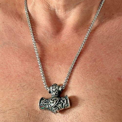 Viking War Hammer Pendant 316L Stainless Steel with 60 cm Chain, New