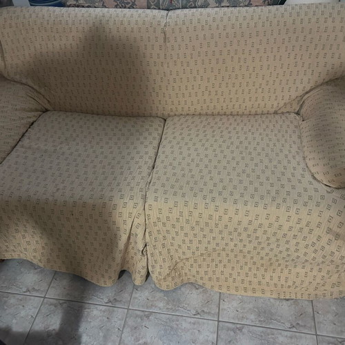 Handmade solid wood living room set like new (3-seater, 2-seater, armchair) with cushions