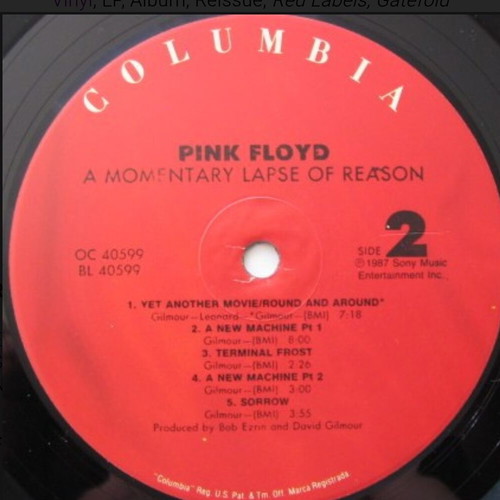 Pink Floyd A Momentary Lapse Of Reason vinyl near mint, red labels