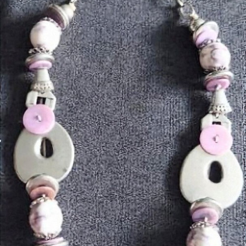 Art Necklace like new, handmade metal beads and buttons