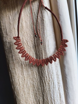 Macrame brown necklace new