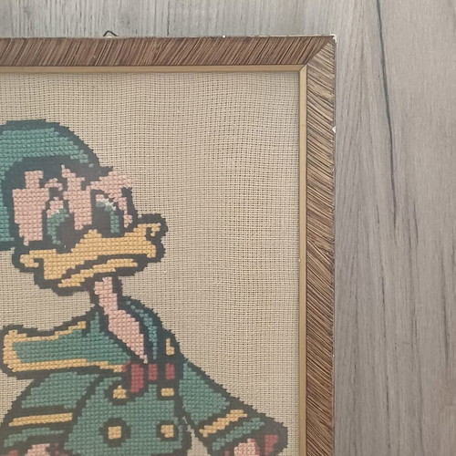 Donald Duck vintage handmade embroidered frame used