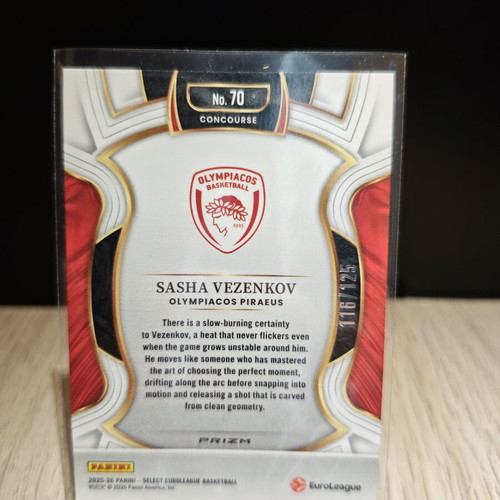 Sasha Vezenkov Orange Cracked Ice Panini Select EuroLeague card 2025-26