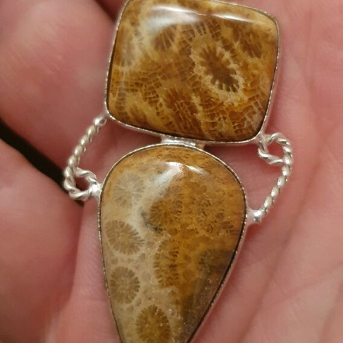Hanging necklace, fossilized coral stone!