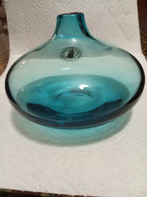 Handmade Candlestick Large Blue Glass New