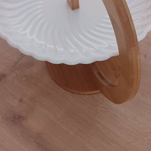 Φρουτιέρα σαν καινούργια από ξύλο και πορσελάνη σε ιδιαίτερο σχέδιο