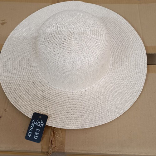 Straw hat new, beige, women's large brim