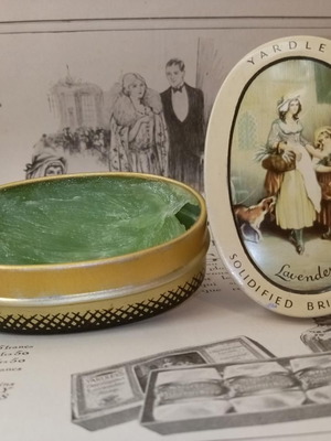 Yardley Solidified Brillantine μεταχειρισμένο, vintage μεταλλικό κουτί με άρωμα λεβάντας