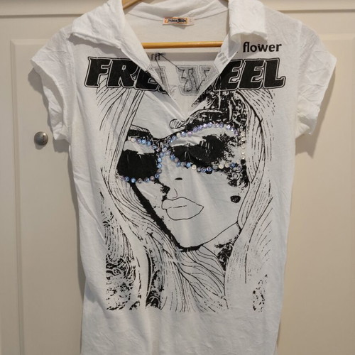 Summer blouse with sequins like new, size S