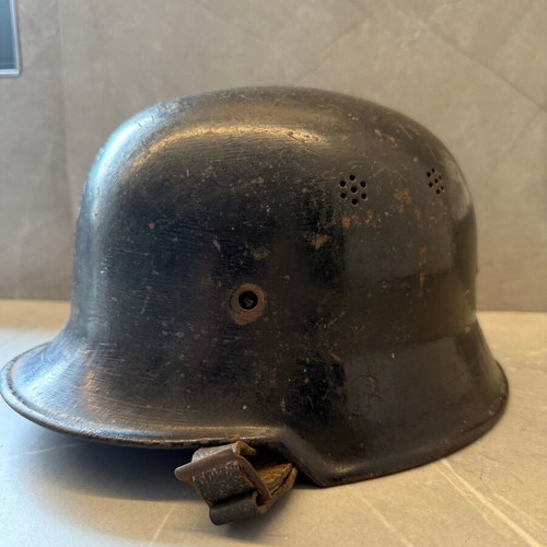 German police steel helmet WWII used with original liner and chin strap
