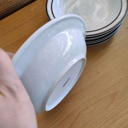 Thomas Germany set of 5 porcelain soup plates, vintage mid century