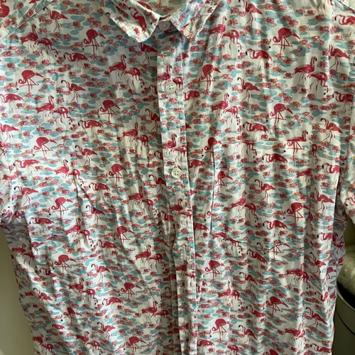 Flamingo print shirt used, pink/white, size S/M