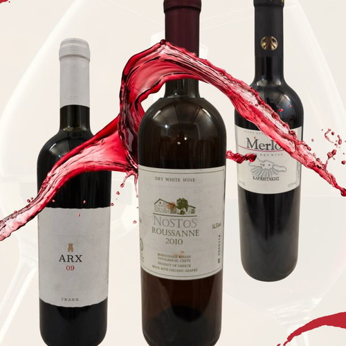 Collectible Pack of 3 Aged Greek Wines Nostos Merlot Arx