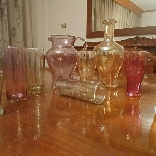 Vintage drink glasses and jugs like new, set of 10 pieces